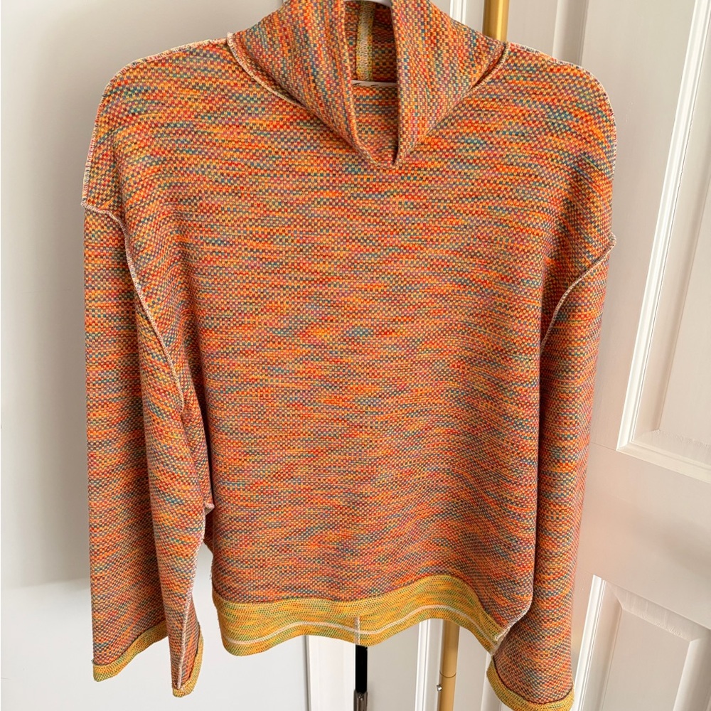 We The Free Orange and Yellow Turtleneck Sweater